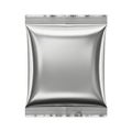 Shiny silver packet with a reflective surface and a crinkled texture Royalty Free Stock Photo