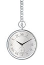 Shiny silver pocket watch with chain