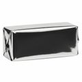 Shiny silver rectangular box with a crinkled surface and a cross pattern Royalty Free Stock Photo