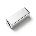 A shiny, silver rectangular box with a crumpled edge and a reflective surface Royalty Free Stock Photo
