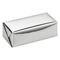 A shiny silver rectangular box with a sleek design and reflective surface Royalty Free Stock Photo