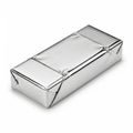 A shiny silver rectangular gift box with a decorative bow on top Royalty Free Stock Photo