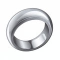 A shiny silver ring sits elegantly on a white background, showcasing its smooth design and sleek fit Royalty Free Stock Photo