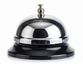 Shiny Silver Service Bell with Black Base Against a White Background Royalty Free Stock Photo