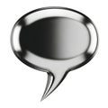 Shiny silver speech bubble with reflection isolated on white background Royalty Free Stock Photo