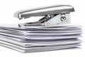 Shiny Silver Stapler Pressing Papers Royalty Free Stock Photo