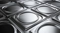 Shiny Silver Stickers: Square and Circle Templates with Wiggle Borders Captured in High Depth of Field for Design