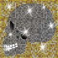 Shiny Skull of diamonds and gold glittering stars . Golden element collection. Day of The Dead. Icon symbol fashion design