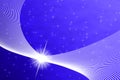 Shiny Sparkles, Stars and Curves in Blurred Blue Background Royalty Free Stock Photo