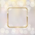 Shiny sparkling golden frame on blurred background vector illustration