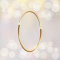 Shiny sparkling golden oval frame on blurred background vector illustration