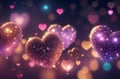 Abstract blur bokeh heart valentine background. Generative AI. Royalty Free Stock Photo
