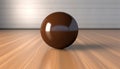 Shiny sphere on modern table in futuristic domestic room design generated by AI