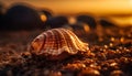 Shiny spiral conch shell, a souvenir from tropical vacations generated by AI