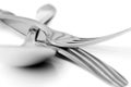 Shiny spoon, knife and fork Royalty Free Stock Photo