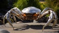 Shiny Stainless Steel Iron Crab, Robot Crab, Creation of the Future.