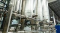 Shiny stainless steel pipes, tanks for the food industry Royalty Free Stock Photo