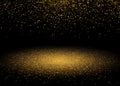 Shiny Star Burst Light with Gold Glitter Sparkles. Shining Motion Luxury Design. Magic Golden Light Effect. Vector Background Royalty Free Stock Photo