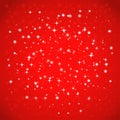 Shiny starry lights on red background.