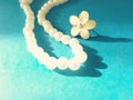Shiny string of pearls and flower Royalty Free Stock Photo