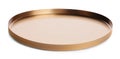 Shiny stylish golden tray isolated on white Royalty Free Stock Photo