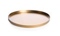 Shiny stylish golden tray isolated on white Royalty Free Stock Photo
