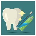 shiny tooth with toothbrush and paste. Vector illustration decorative design Royalty Free Stock Photo