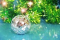 Shiny toys balls on the Christmas tree for the a new year holiday Royalty Free Stock Photo