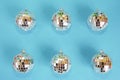 Shiny toys balls on the Christmas tree for the new year holiday Royalty Free Stock Photo