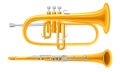 Shiny Trumpet as Brass Musical Instrument Vector Set