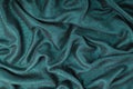 Shiny turquoise fabric, dark bluish-green colour cloth, glamour evening teal material, bright draped greenish-blue textile, bright