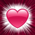 Shiny valentine heart on star burst background