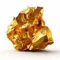 Shiny and valuable gold nugget isolated on a clean white background, representing wealth and luxury.