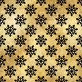 Shiny Vector Winter Snowflakes Golden Seamless Pattern. Christmas doodle snow print on gold foil background. New year Royalty Free Stock Photo