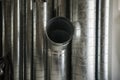 Shiny ventilation metallic tubes