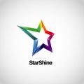 Shiny Vibrant Colorful Rainbow Star Logo Symbol Icon