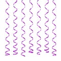 Shiny violet party ribbons isolated on white background