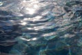 Shiny water of swimming pool on a sunny summer day. Royalty Free Stock Photo