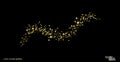 Shiny wavy strip golden crumbs. Background Chaotic Gold dust isolated on black. Sand jewel particles. Confetti. Vector