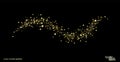 Shiny wavy strip sprinkled with crumbs golden texture. Gold glitter crumbs backdrop or dust isolated. Vector