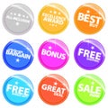 Shiny web stickers and tags with text Royalty Free Stock Photo