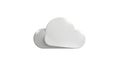 Shiny White Glossy 3D Cloud Icon Representing Cloud Computing, Data Storage, Internet Services, and Digital Technology on a Bright Royalty Free Stock Photo