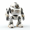 Shiny White, Gold, And Black Security Robot 3d Rendering