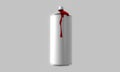 Shiny white spray paint color can with red drop of color Royalty Free Stock Photo