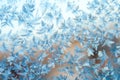 Shiny winter window ice decoration Royalty Free Stock Photo