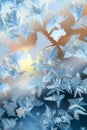 Shiny winter window ice decoration Royalty Free Stock Photo