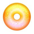 Shiny yellow donut in the gradient on a white background.