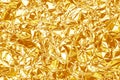 Shiny yellow gold foil texture for background and shadow. Crease