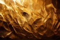 Shiny yellow metallic gold leaf foil texture background. Generative AI Royalty Free Stock Photo