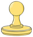 A shiny yellow rubber stamp cartoon for official business approval and documents Royalty Free Stock Photo